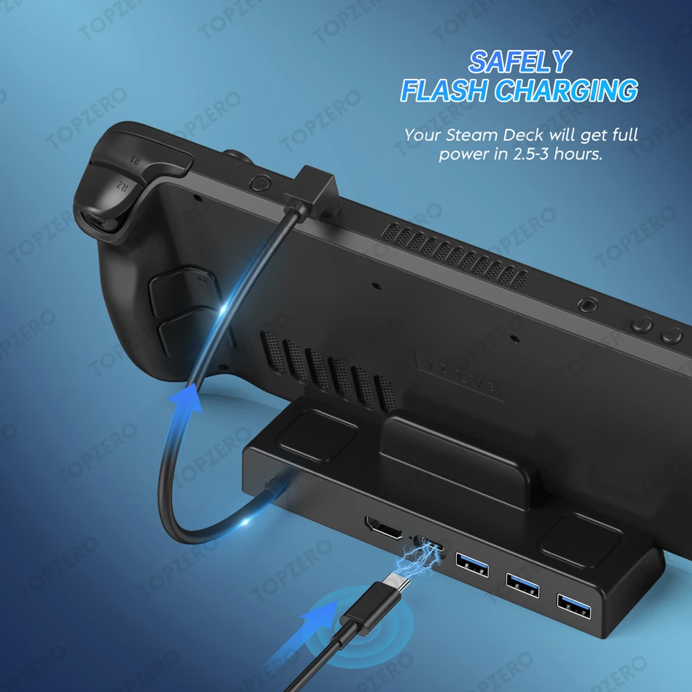 4K HDMI-Tương Thích Hơi Nước Sàn Tàu Đế Cắm 6 Trong 1 Xách Tay Hub Giá Đỡ Dock Tivi Căn Cứ Đứng USB3.0 loại-C Cho Hơi Nước Sàn Tàu