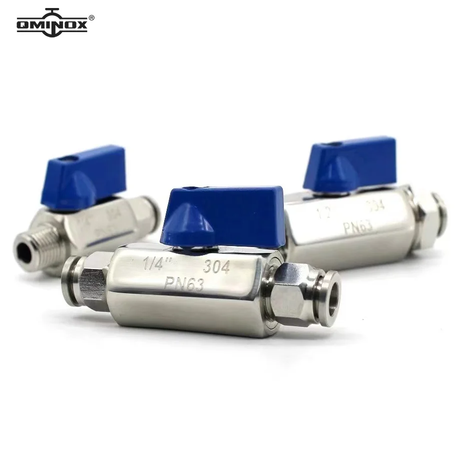 SS304 mini ball valve mini ball valve with PC Pneumatic Fittings 4mm 6mm 8mm 10mm 12mm 14mm 16mm push in fittings ball valve