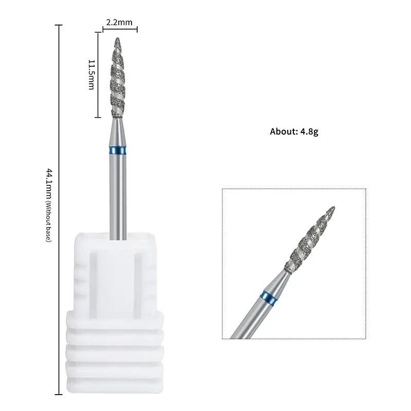 3/1 토네이도 불꽃 다이아몬드 네일 드릴 비트 밀링 커터 페디큐어 다이아몬드 버 전기 광택기 액세서리 네일 아트 도구