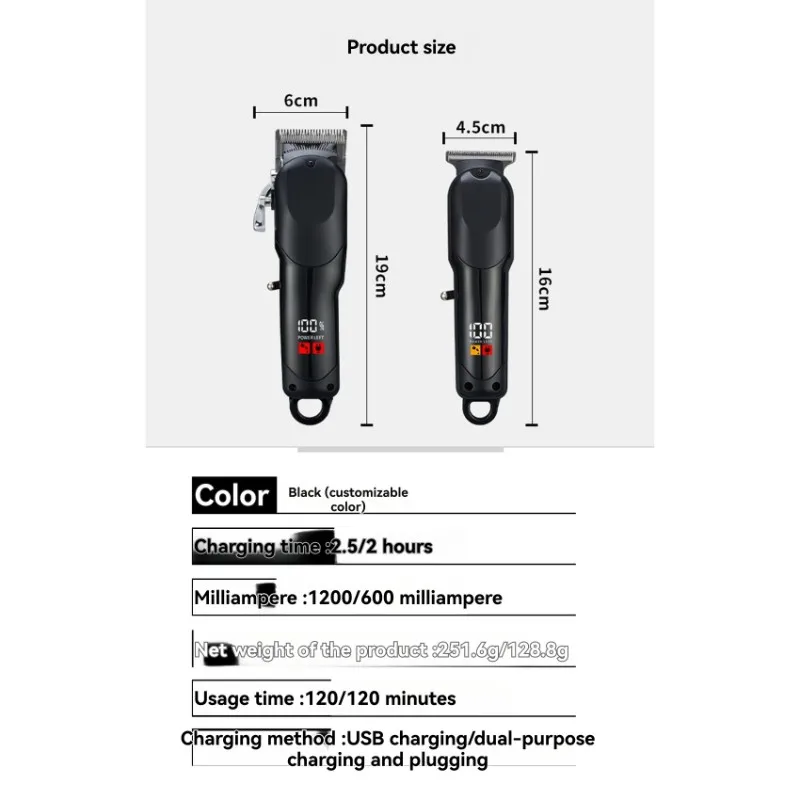 

ASWUT-перезаряжаемая машинка для стрижки волос с цифровым дисплеем, комбинированная двойная машинка для стрижки, включая аксессуары для домашнего использования