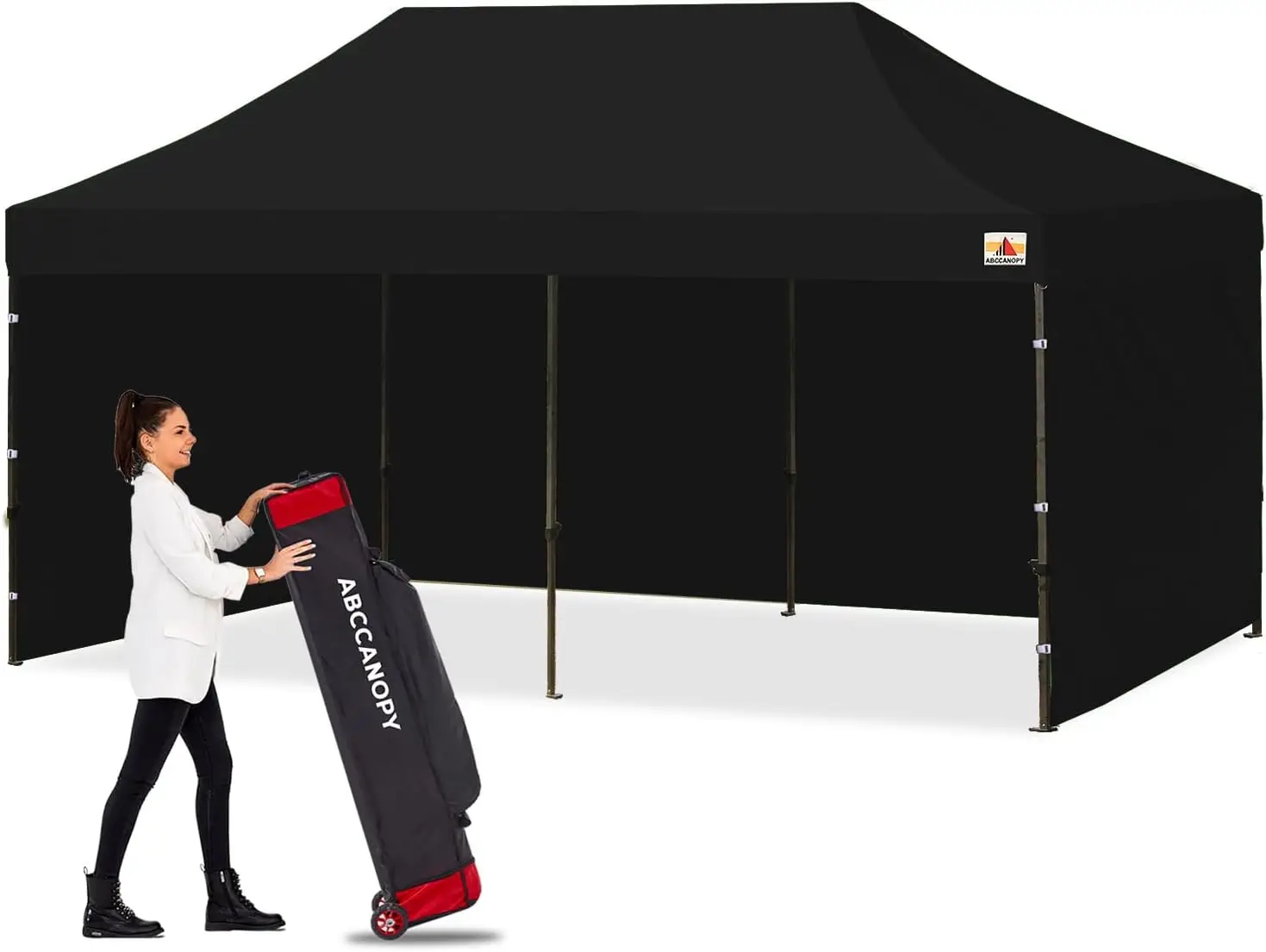 Heavy Duty Easy Pop up Canopy Tent with Sidewalls 10x20 Black Best Quality of Frame and Fabric Durable Easy to Lock