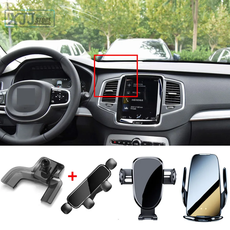 

For Volvo XC90 2015 2016 2017 2018 2021 2020 2022 2023 Car Navigation Air Outlet Phone Holder Bracket Dashboard Wireless Charger