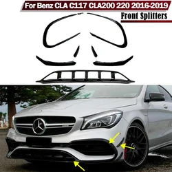 Car Front Bumper Lip Spoiler Splitters Canards Vents For Mercedes Benz CLA C117 CLA200 220 2016 2017 2018 2019 Modification Kit