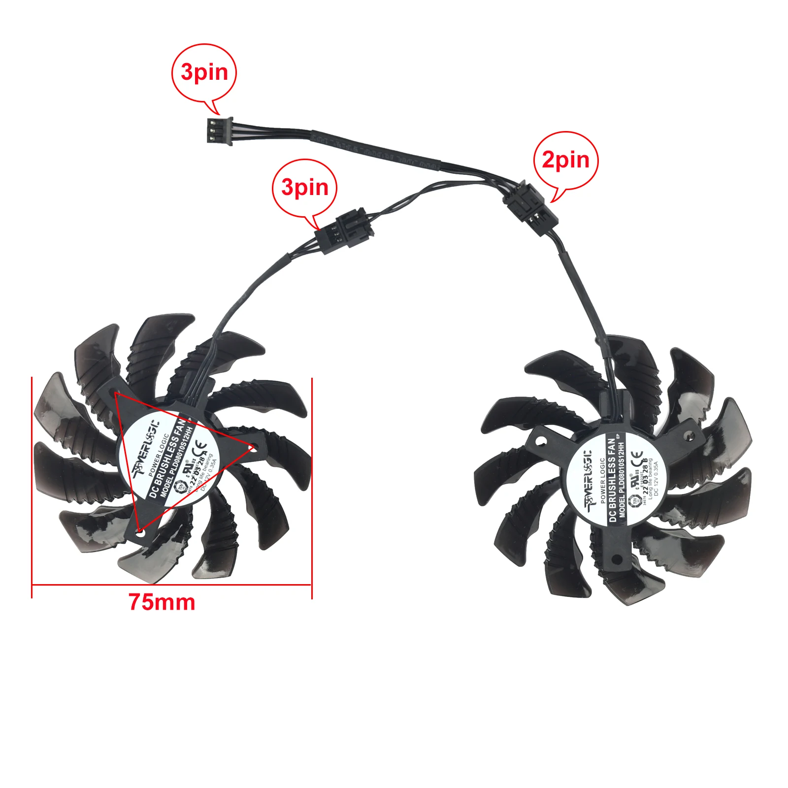 ギガバイト冷却ファン,ビデオカードクーラー,pld08010s12hh,75mm,0.35a,rx 6400 eagle rx,6500 eagle,新品