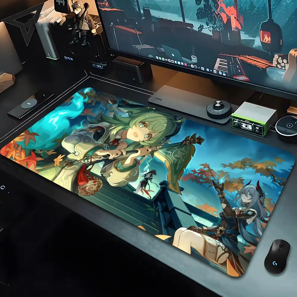 H-Honkai I-Impact Mouse Pad 80x40cm Cool XL Lockedge Office Computer Desk Mat Table Keyboard Big Mouse Pad Laptop Cushion