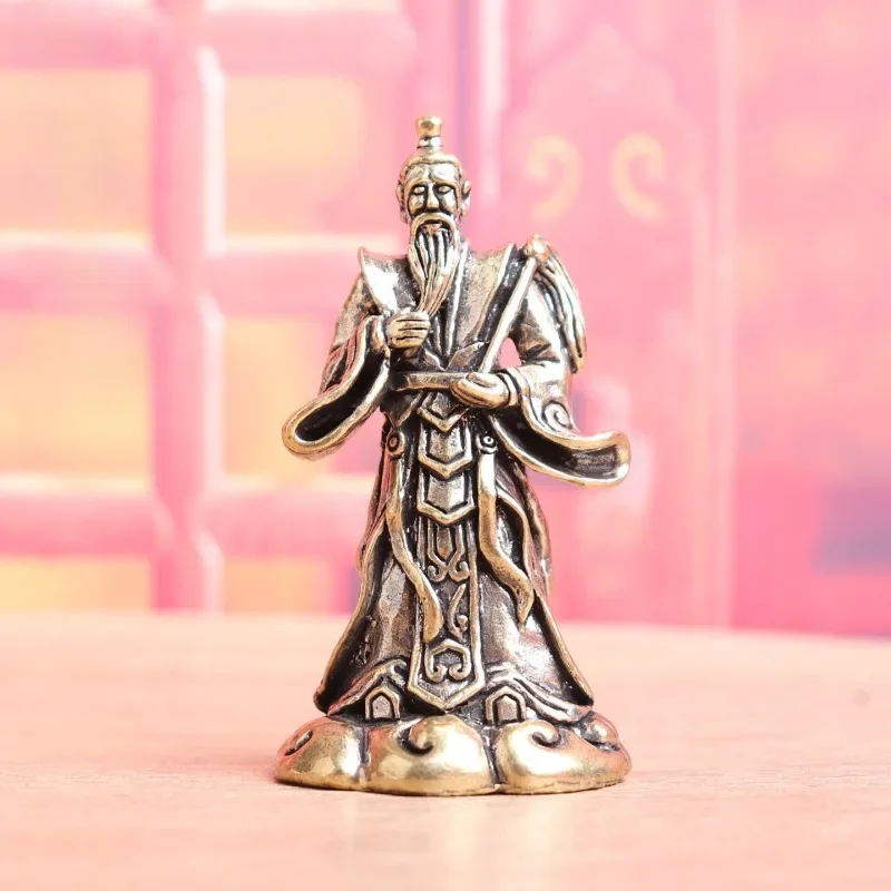 Vintage Brass Taibai Venus Figurine, Traditional Chinese Mythology Elder Statue On Cloud Base, Desktop Tea Pet Ornament,