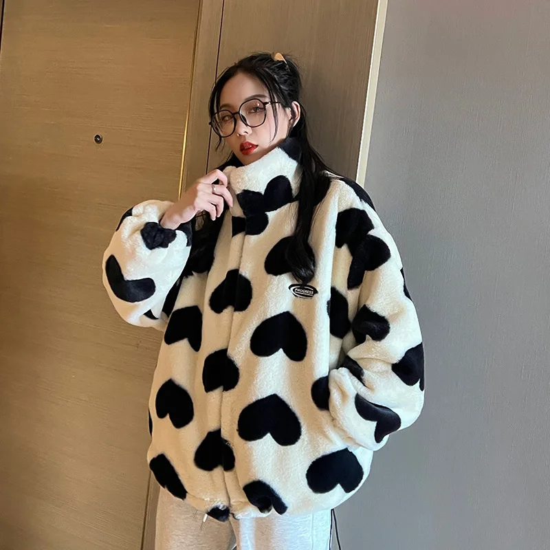 Casacos de pele do falso feminino zíper manga cheia gola casaco grosso quente y2k streetwear jaquetas elegantes outerwear outono inverno