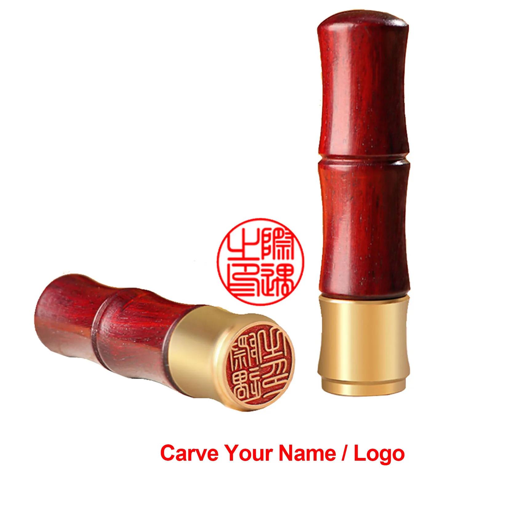 Custom Name Stamp Sandalwood Brass Seal For Chinese English Korean Japanese Name Bamboo Design Student Personal Stamps