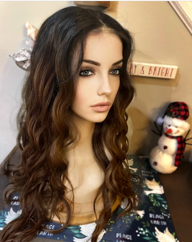 لينة طويلة موجة المياه الباروكات أومبير الشوكولاته البني الاصطناعية الدانتيل الباروكات الأمامية 13*4HD الدانتيل الشفاف شعر مستعار علوي على التخليص بيع #4