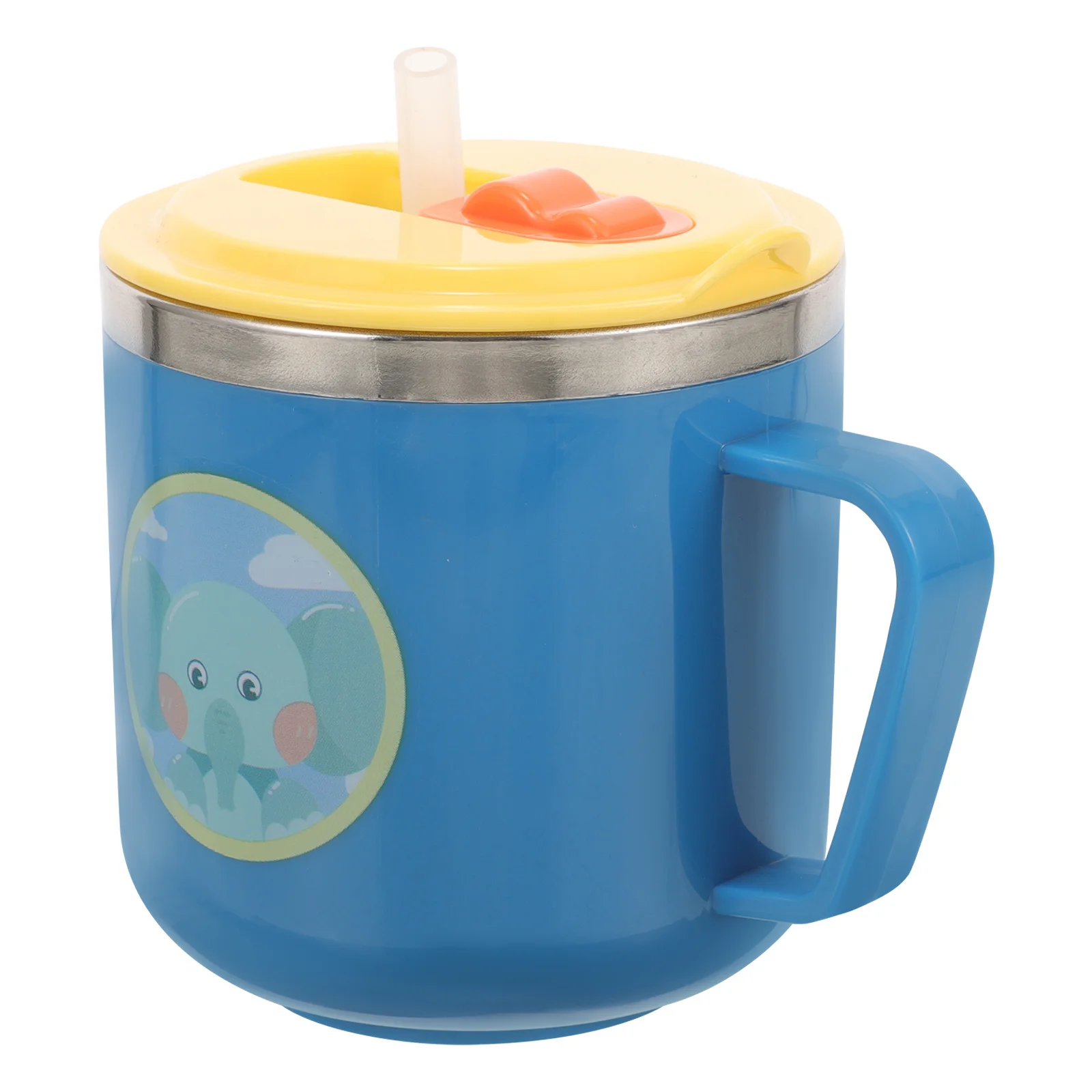 

Безопасная детская чашка из полипропилена из нержавеющей стали, двухслойная изоляционная мультяшная кружка для малышей, устойчивая к разрушению соломенная чашка