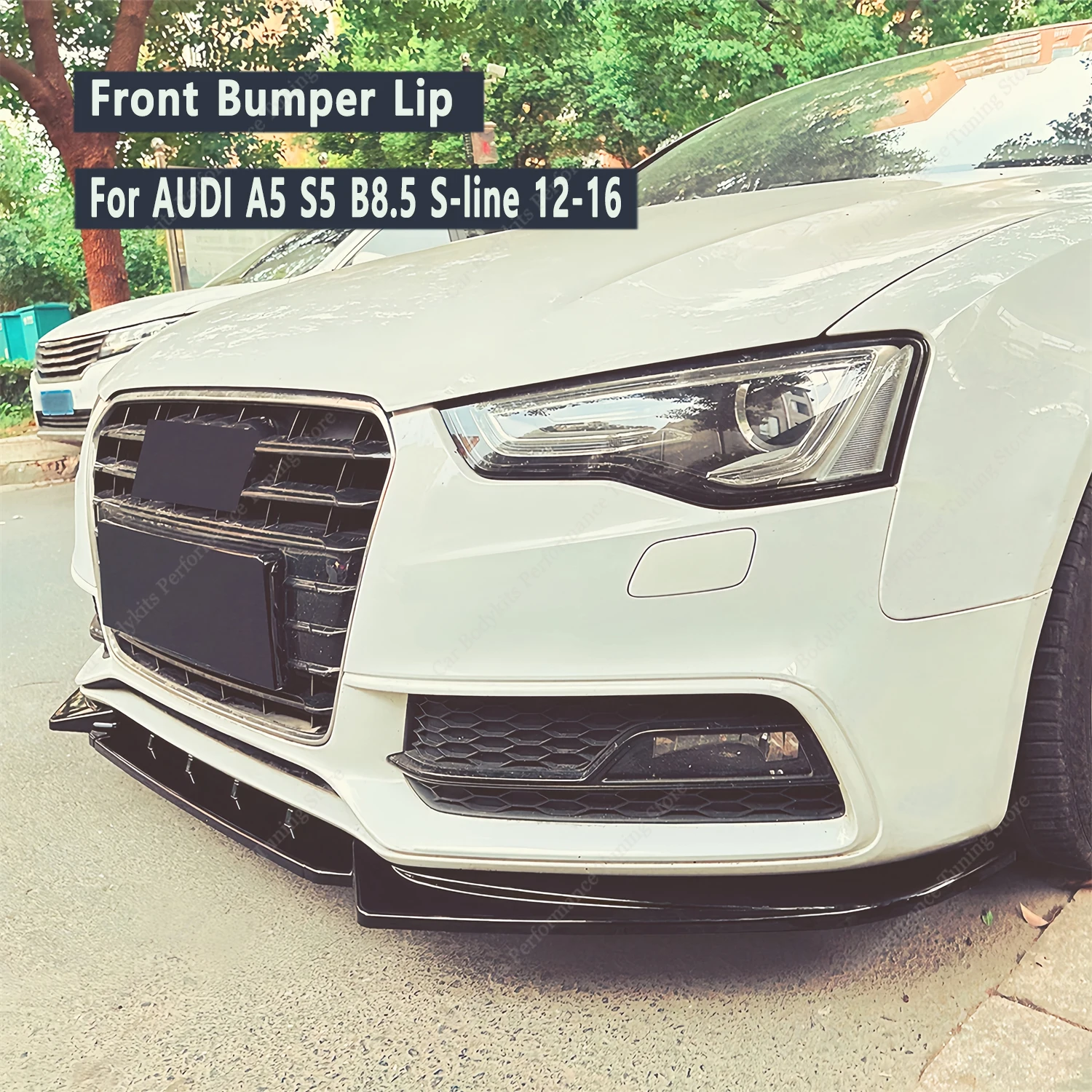 Gloss Black ABS Front Bumper Lip Spoiler Splitter Diffuser For Audi S5 A5 B8.5 8T 8F S-Line 2012-2016 Facelift Bodykits Tuning