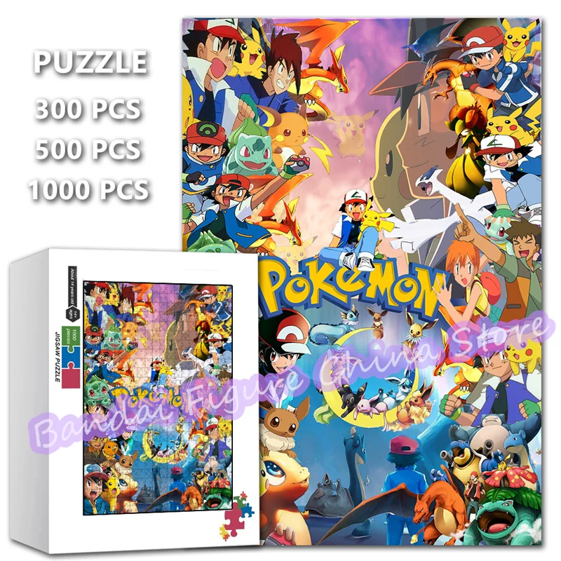 Pokemon Monster Jigsaw Puzzles 300/500/1000 Pieces Pikachu Cartoon Anime Figure Print Puzzle Educational Kids Game Toys Gifts