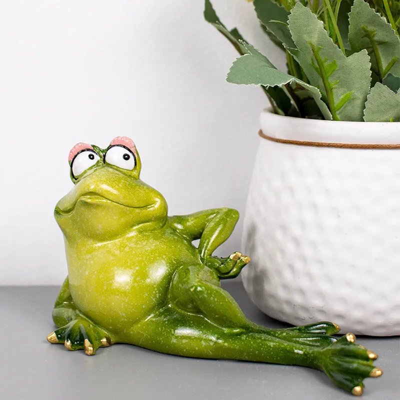 

Resin Sculpture Patio Lawn Decoration Desktop Balcony Home Furnishings Cartoon Animal Frog Statue Garden Decor Figures Ornaments