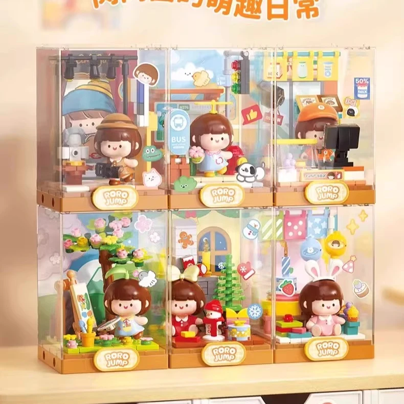 

Genuine Roro Jump Assembly Blind Box Cartoon Figure Building Blocks Desktop Ornaments Children's Birthday Christmas Gift