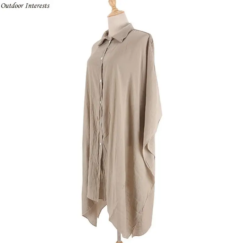 

Women Swimsuit Beachwear Cover Single-breasted Cover-Ups T-Shirt Buttons Blouse 400C
