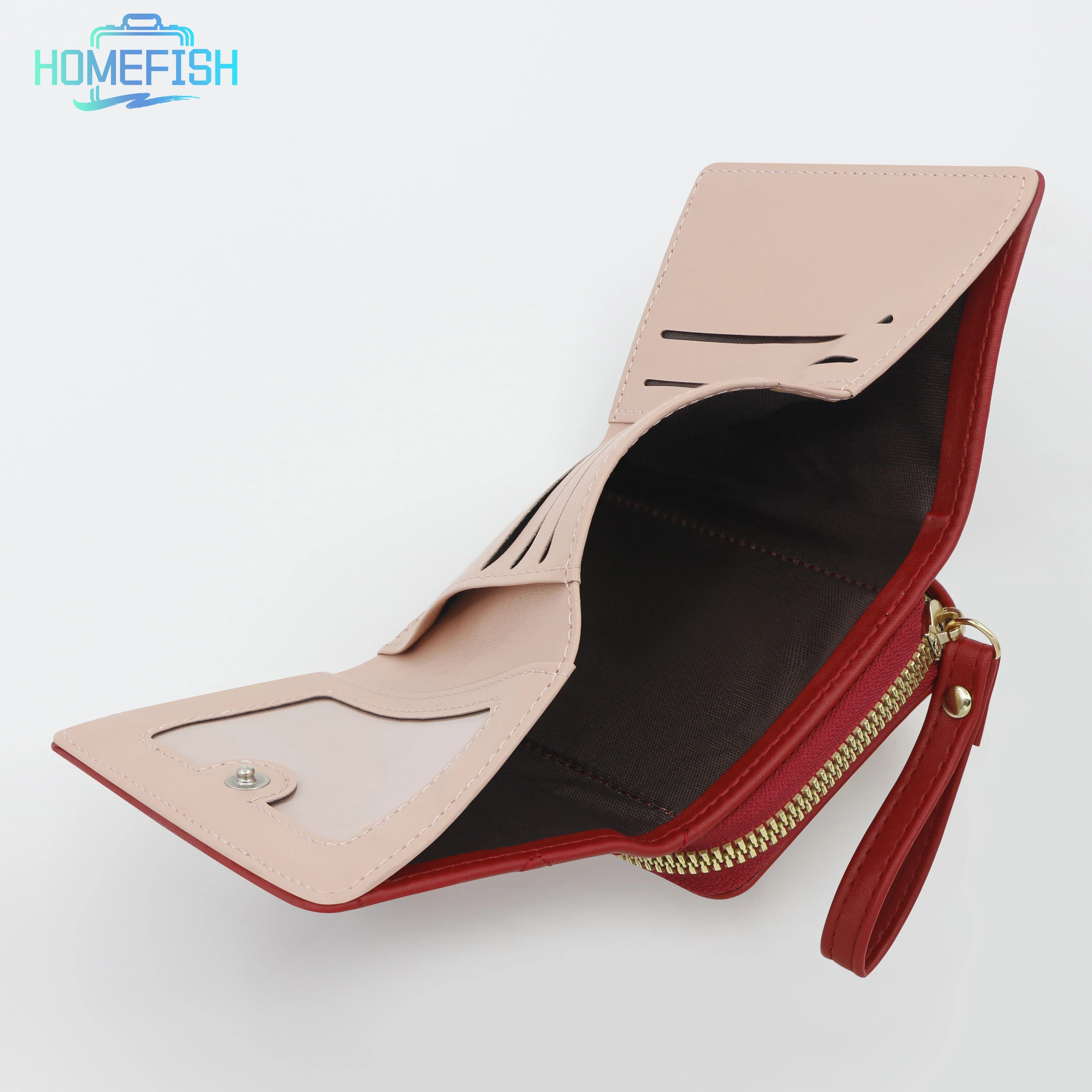 HOMEFISH Women's Short Embroidered Love Zero Wallet Zipper Buckle Large Capacity Card Bag Versatile Fashion Simple image 5