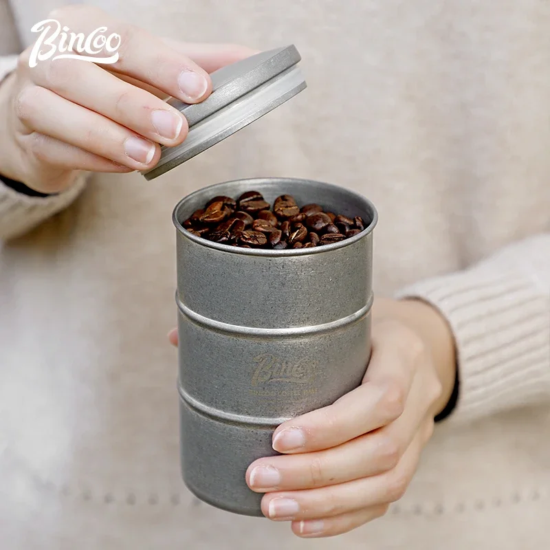 Stainless Steel Coffee Bean Airtight Cans Sealed Cans Outdoor Camping Kitchen Tin Storage Box Coffee Jar Canister Set 370ml