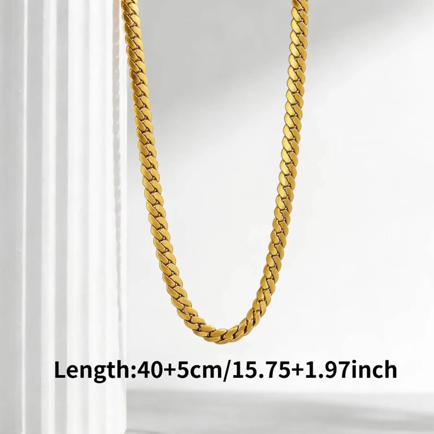 Trendy Hip-Hop Cuban Chain Necklace for Men and Women, Stainless Steel, Fade-Resistant Street Style Accessory for Everyday Wear view 5