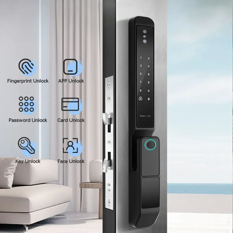 High End Series Intelligent Locks Tuya APP Control Fingerprint Wifi Keyless Smart Door Lock With Camera