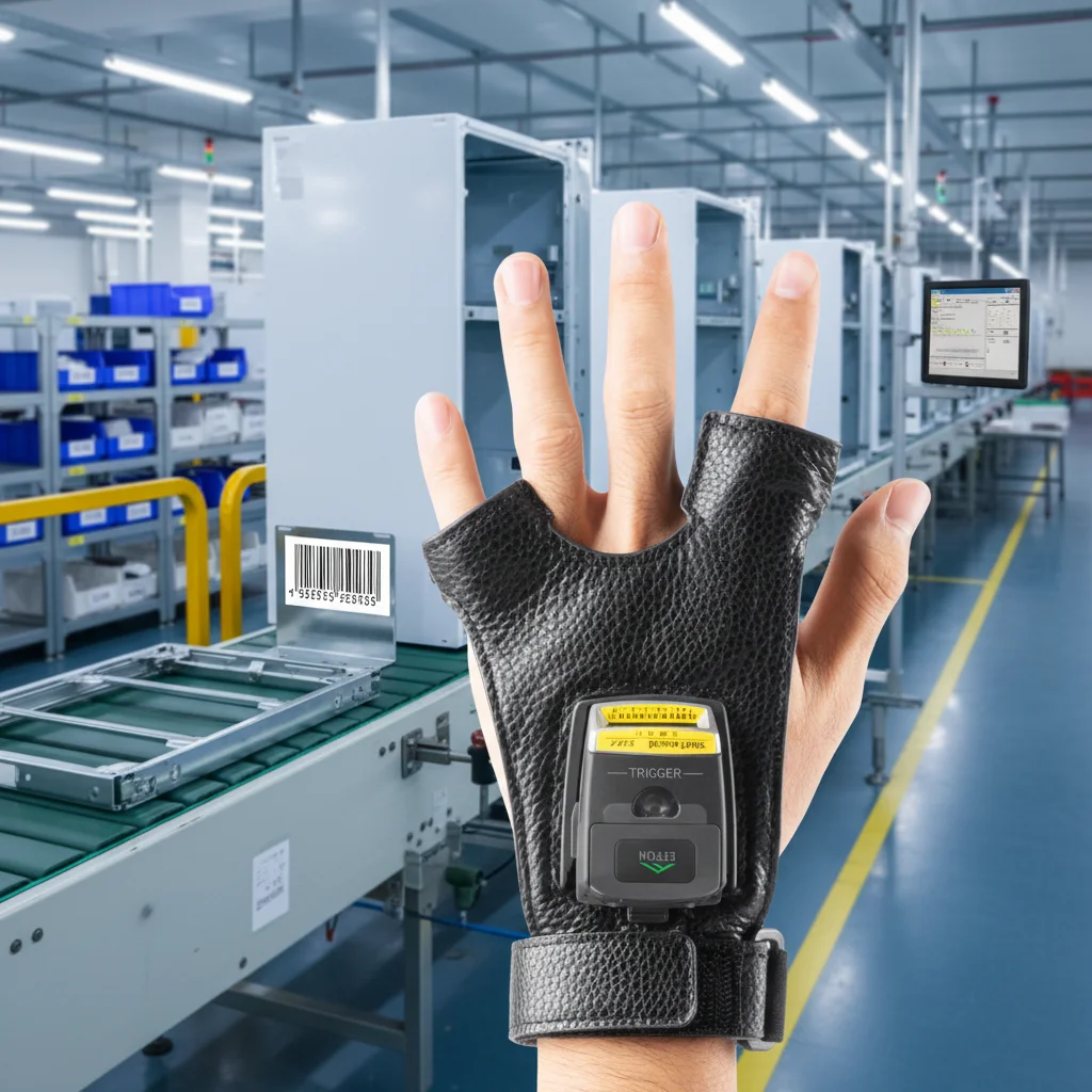 Effon Wearable Barcode Scanner Glove Zebra SE4107 Scan Engine Hands-Free IP65 1D/2D Scanning for Production Line Code Collect