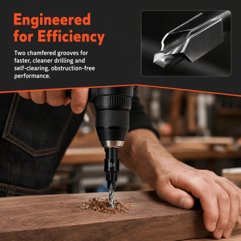 11pcs Depth Adjustable Countersink Drill Bit Set Quick Change Allen Wrench Included Pilot Drill Bit Set 1/4 Inch Hex Shank