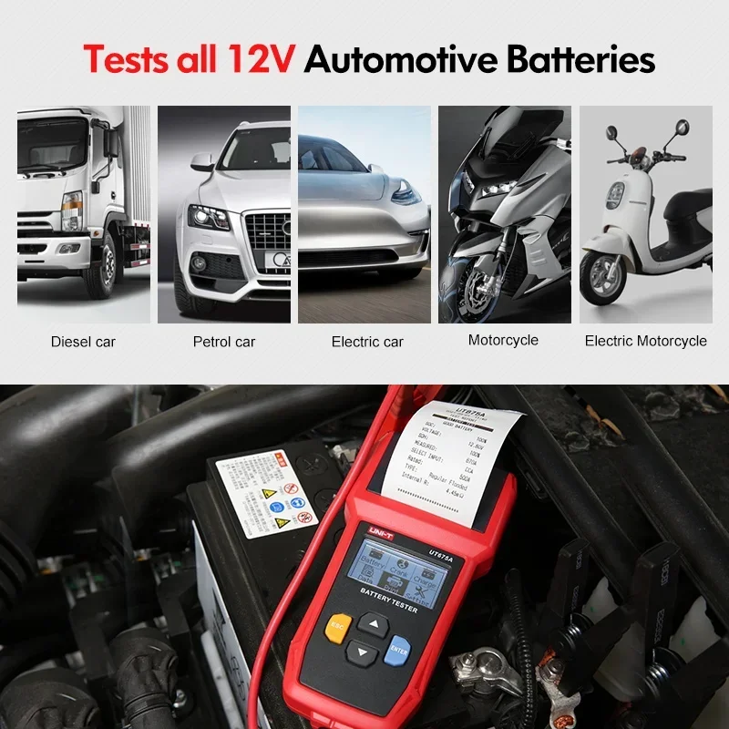 UNI-T UT675A Car Battery Tester CCA Internal Resistance Analyzer with Start/Charging System Test Online Report Printing Check