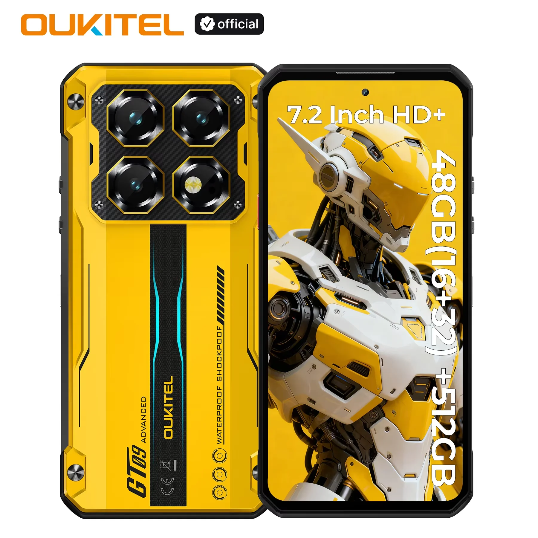 OUKITEL WP60 10000mAh Rugged Phone 7.2” HD+ Display 48GB(16+32) +512GB MTK 7025 Smartphone Android 15, 108MP Camera, NFC, 120Hz