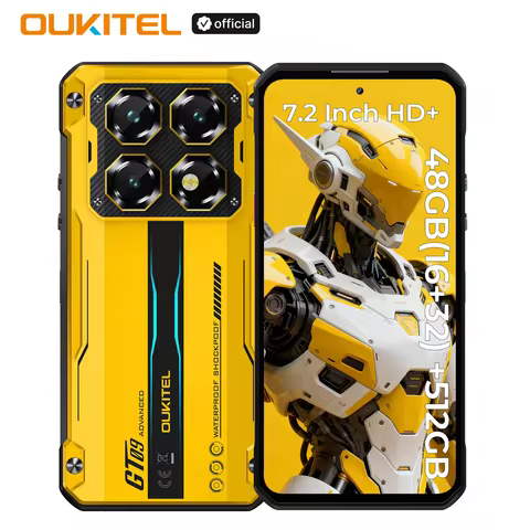 OUKITEL WP60 10000mAh Rugged Phone 7.2” HD+ Display 48GB(16+32) +512GB MTK 7025 Smartphone Android 15, 108MP Camera, NFC, 120Hz