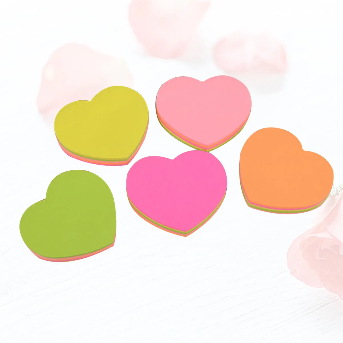 

5Pcs Heart Shape Sticky Notepads Self-Stick Note Paper Memo Pads for Students Office Home Use Paper Notes Stickers Reminder