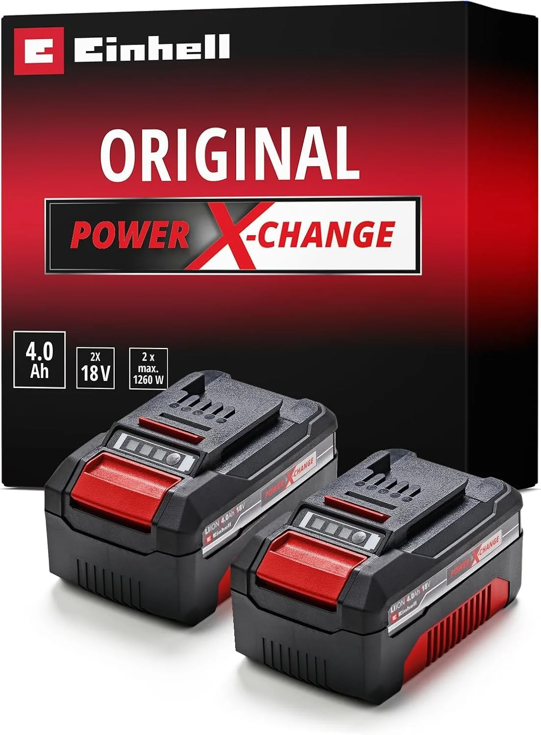 بطارية Einhell الأصلية PXC Twinpack 4.0 Ah Power X-Change (Li-Ion، 18 V، 2x4.0 Ah، مناسبة لجميع أجهزة PXC، Proactive Batt
