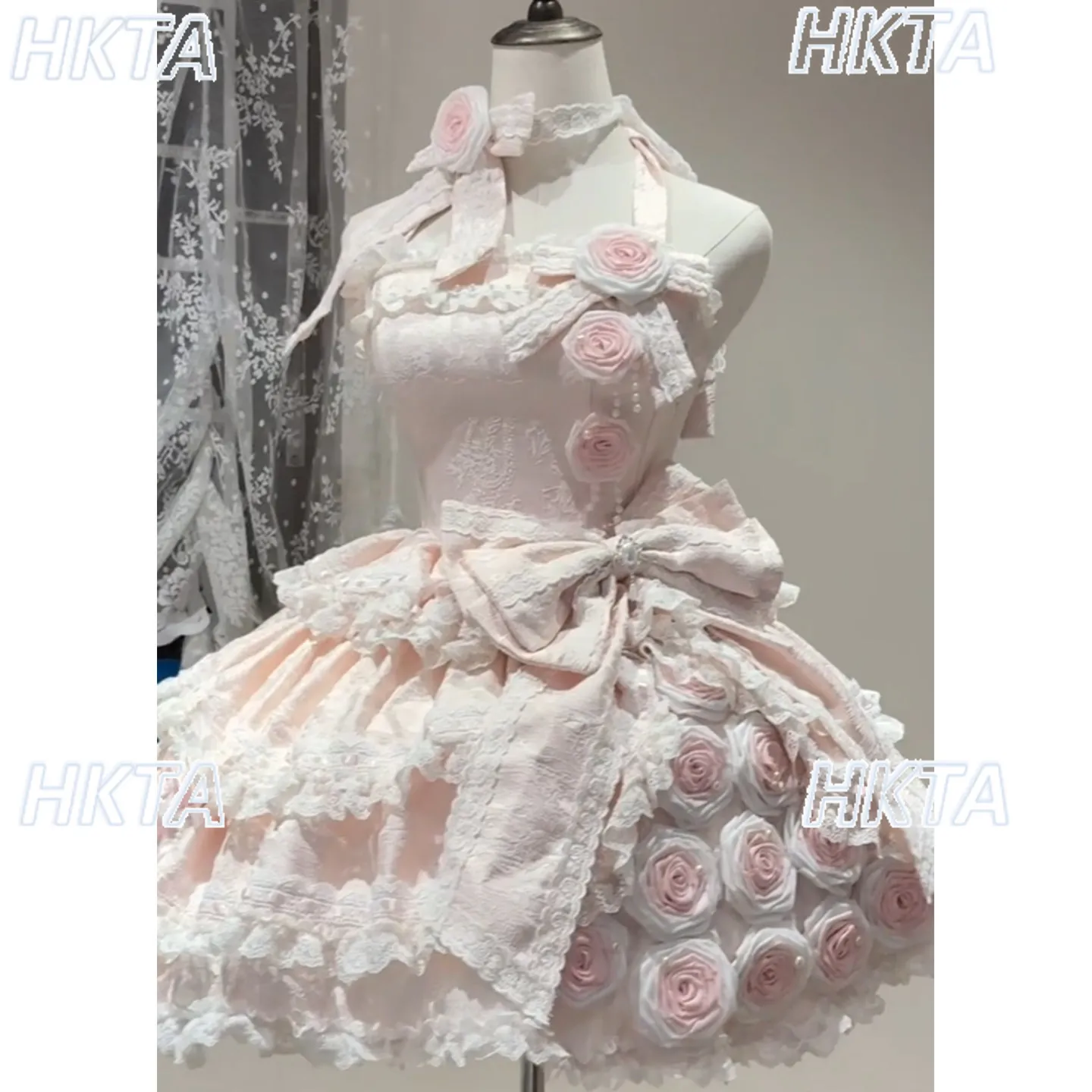 

Original Pink Lolita Dress Cute Sweet Girl Birthday Party Short Women Dress 2026 Summer New High-waist Elegant Princess Dresses