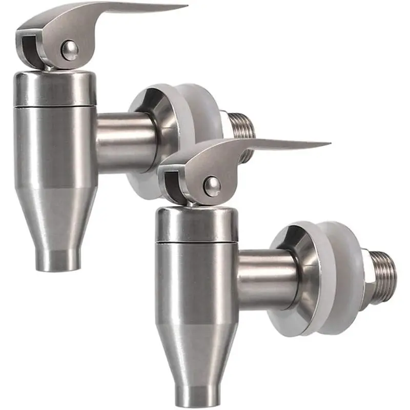 

ABHI-Stainless Steel Beverage Water Drink Dispenser Durable Replacement Push Style Spigot Faucet,2 Pack