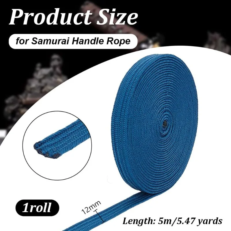 1 Roll 5m Wrapping Cord Imitation Leather Sword Handle Cord Tsukamaki Sageo Wrapping Cord for Handle Rope 12mm