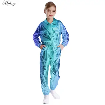 Adolescentes meninos meninas hip-hop jazz hip-hop dancewear jaqueta metálica manga longa outwear com calças brilhantes para festa terno de skate