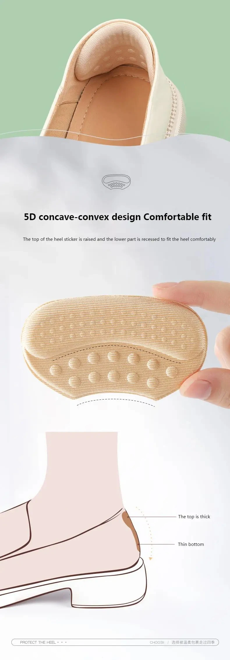 Fersenschutz-Aufkleber für Sneaker und High Heels, Fersenschutzpolster zur Schuhgrößenanpassung, 2 Stück/6 Stück/12 Stück – Detail 4