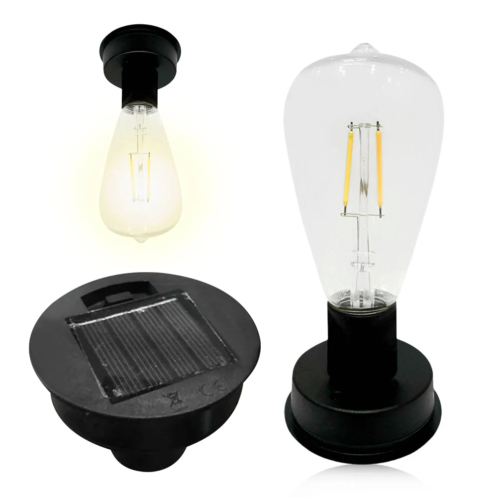 

Solar Lamp Base with LED Bulb Atmosphere Decorate Light Holder Anto On & Off Courtyard Light Base for Outdoor Camping Picnic