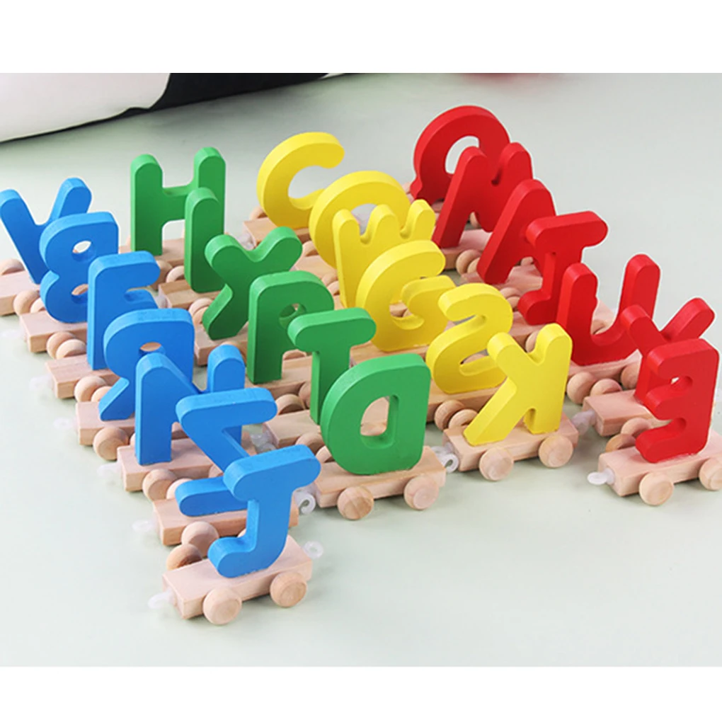 

Wood Alphabet Train Toy Boys Girls Developmental Plaything Educational Toys