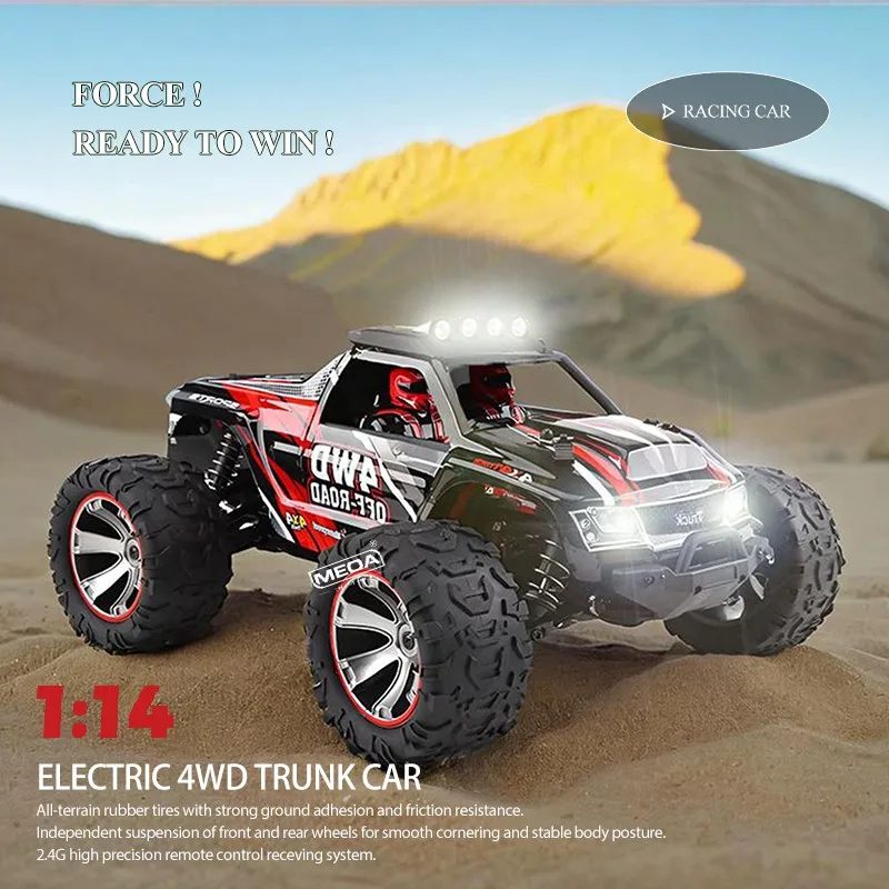 Wltoys 144018A RC Car Brushless 35Km/h High Speed 1:14Scale Off-Road Car 2.4Ghz 4WD Professonal Racing Car with Metal Chassis ﻿