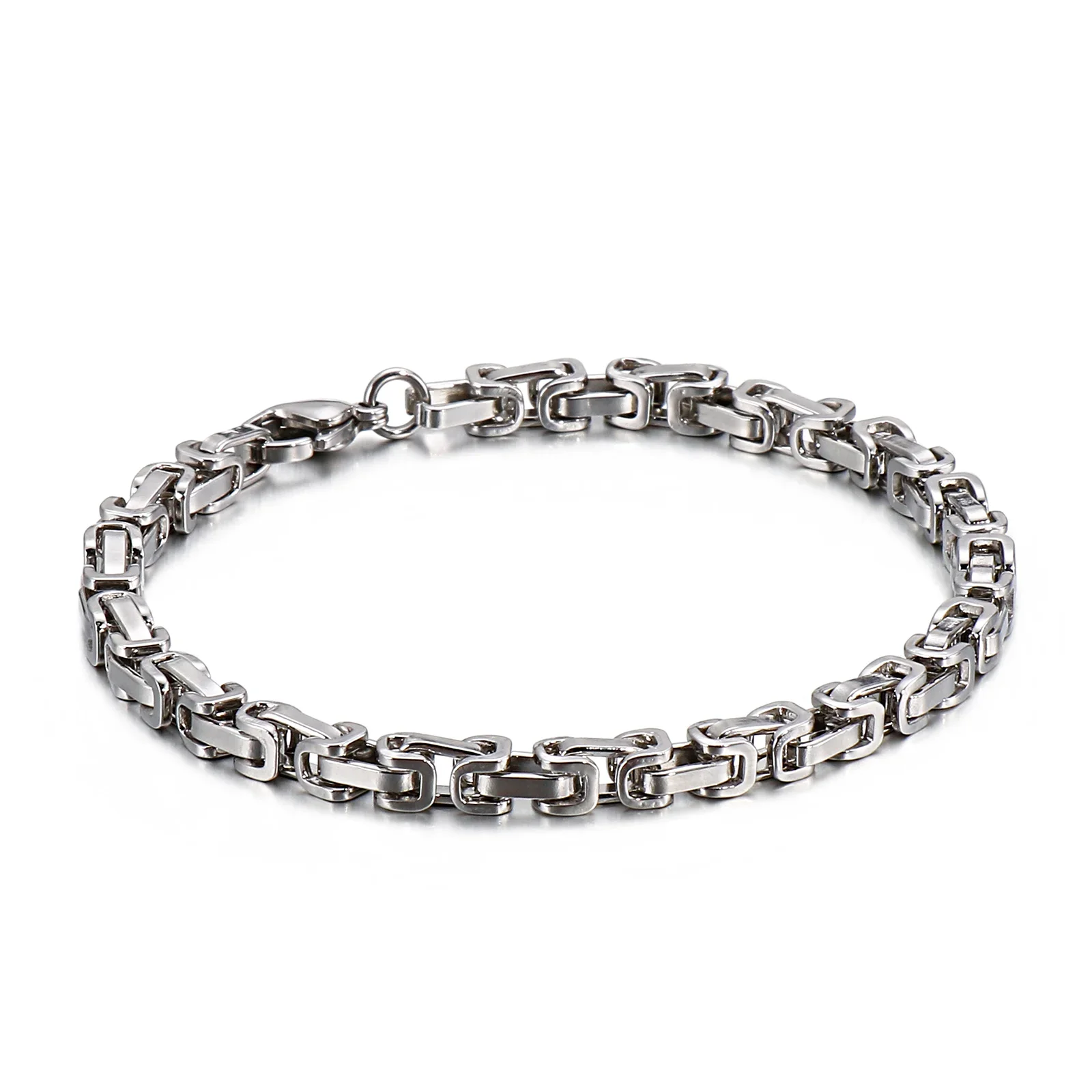 Punk Heavy Byzantine Chain Men\'s Bracelet Solid Thick Metal Stainless Steel Cubic Link Chain Chunky Gothic Rock Wristband