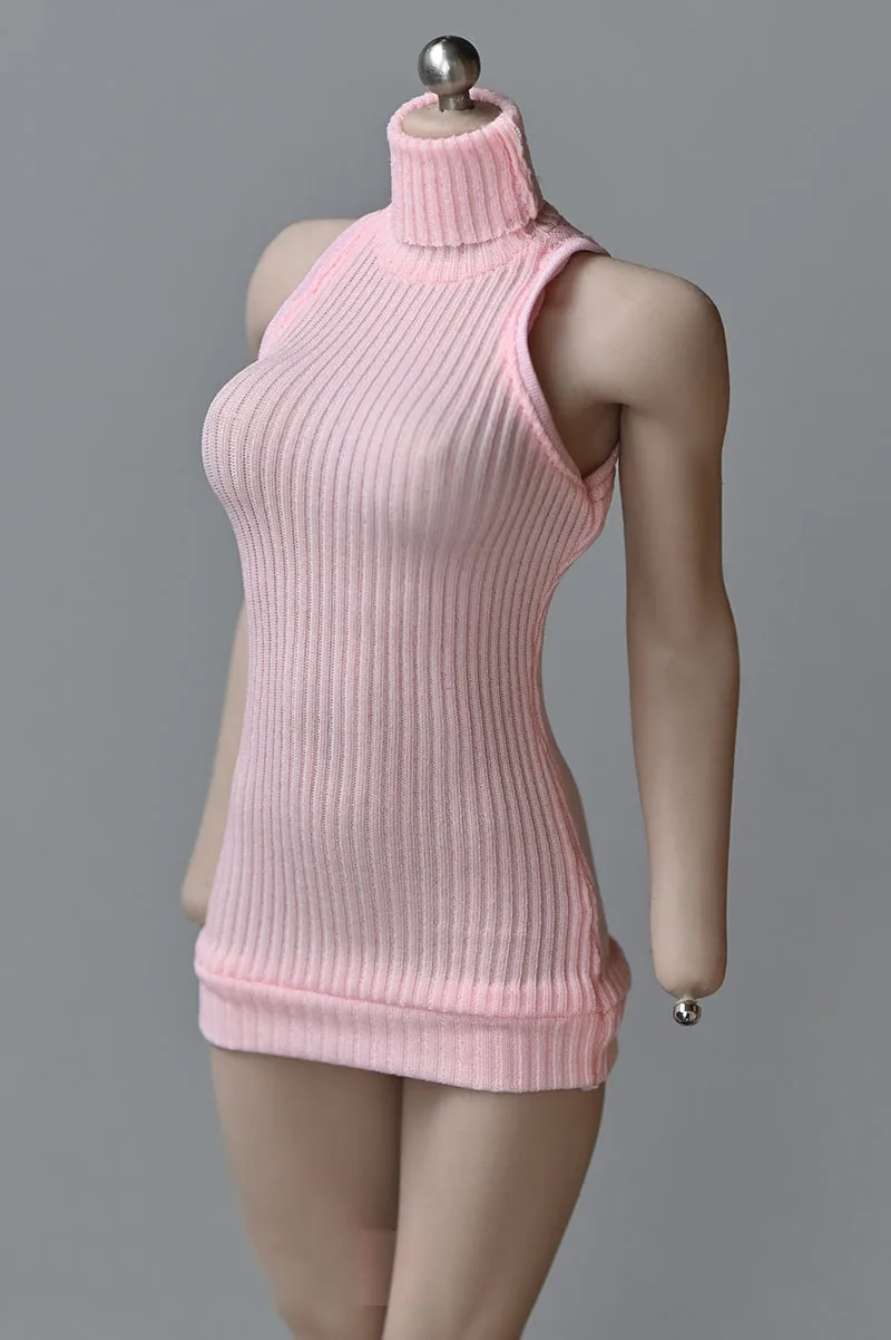 1/6 Scale Female High Collar Sleeveless Sweater Dress Clothes Model Fit 12\'\' PH TBL Soldier Action Figure Body Dolls