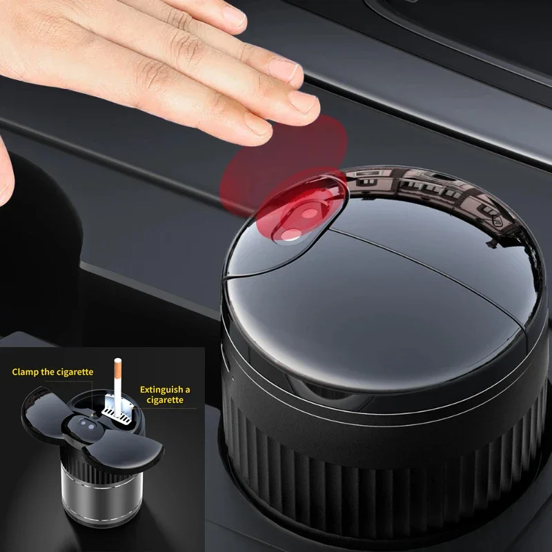 

Luminous Smart Car Cup Holder Ashtray Supports Infrared Induction USB Charging Smoke Extinguishing Clip Smoke Mouth Night Light