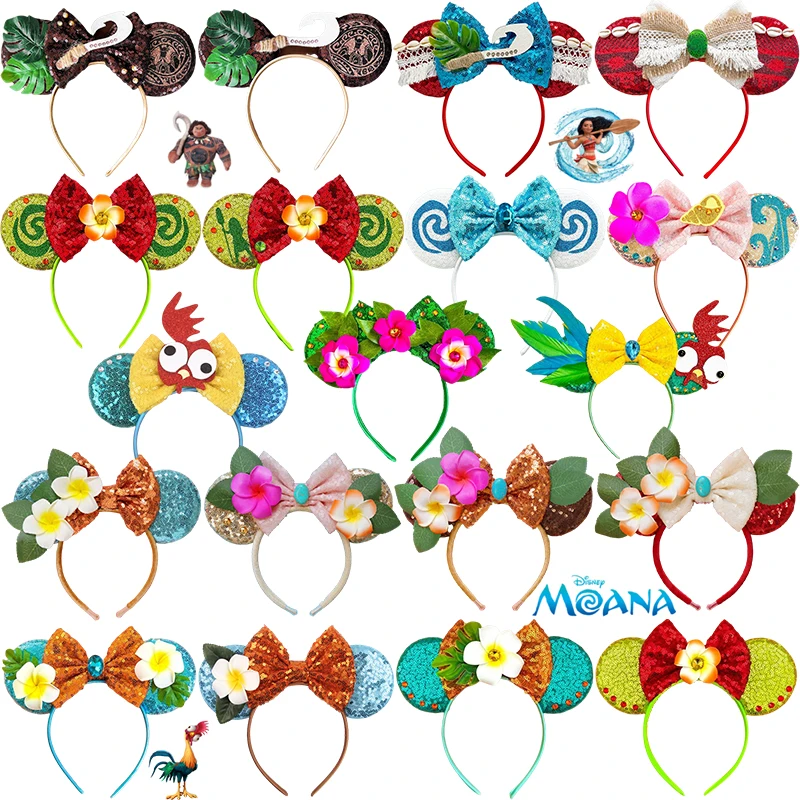 

Disney Moana Hair Accessories Women Maui Hook Bow Mickey Ears Hairband Kids Frangipani Flowers Head Bands Girls Chicken Headwear