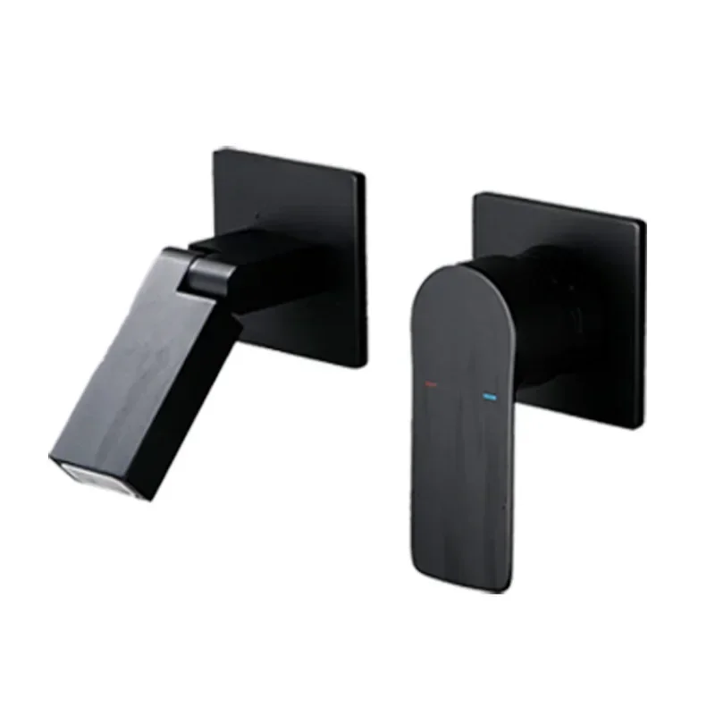 

Concealed into the wall bathroom basin faucet Embedded all-copper hot and cold mixing valve gun ash faucet AM2401