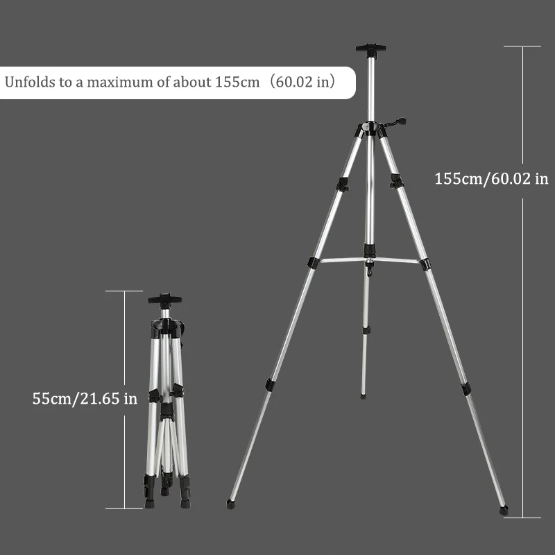 Aluminum Alloy Easel,Portable Shrinkable Folding Drawing Board Stand,Height Adjustable Tripod,Art Supplies 6 Colors 155cm Height