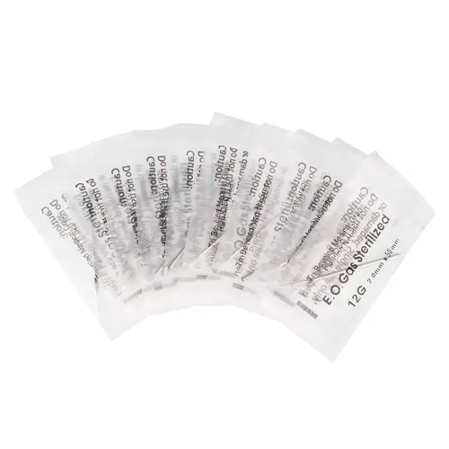 Imagen 2 del producto 100 unids/caja agujas desechables de perforación de acero 316 para ombligo, pezón, oreja, nariz, labios, Kit de suministros de tatuaje 12g/13g/14g/16g/18g