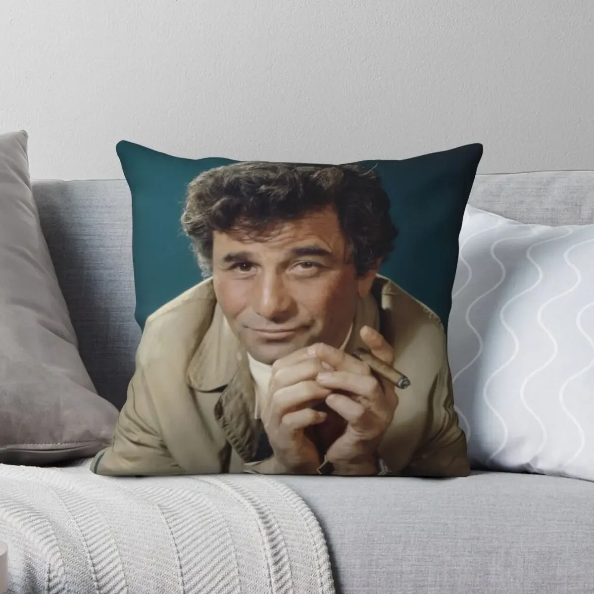 Columbo Square Pillowcase Polyester Linen Velvet Creative Zip Decorative Room Cushion Cover 45x45cm 18x18Inch 40x40cm 16x16Inch