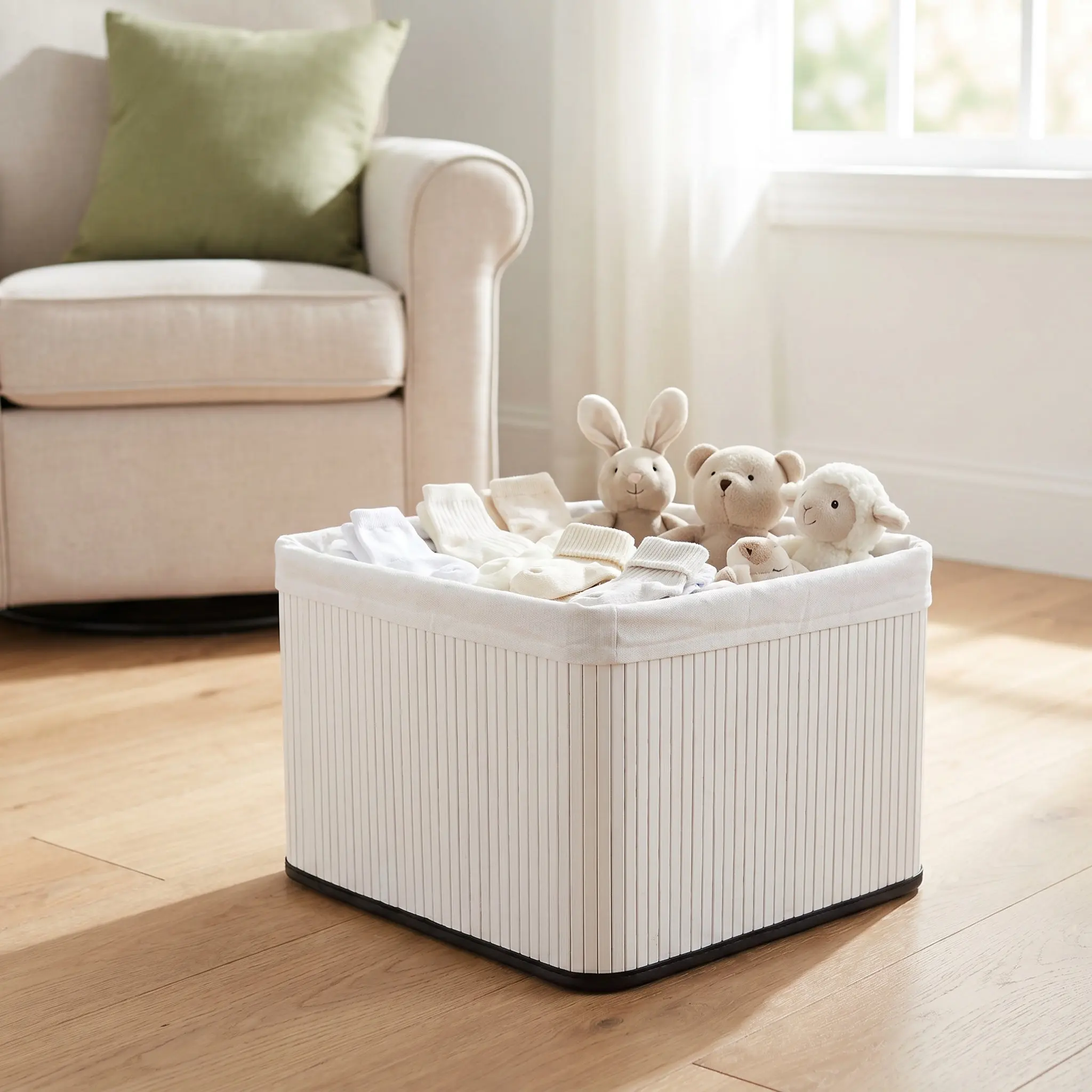 Corner Triangle Basket Fan Shaped Storage Bin Multi-Purpose Organizer Box for Kitchen Nursery Bathroom Shelf Space-Saving