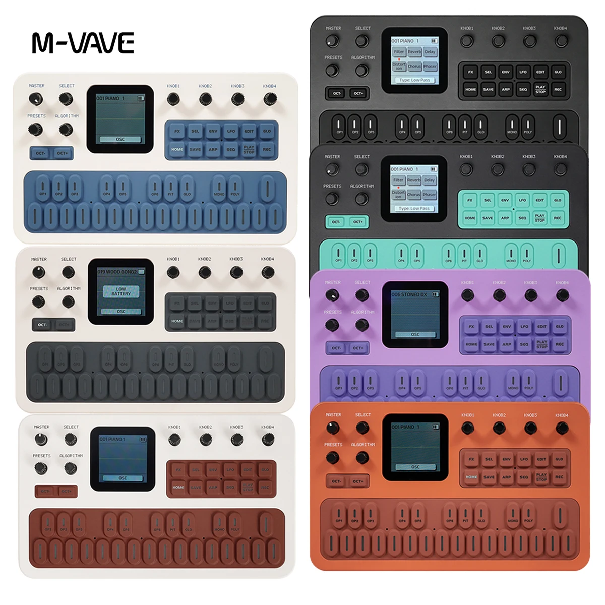 M-VAVE FM-1 Handheld FM Synthesizer – 27 Keys, 12-Voice Poly, 2000mAh Battery, Built-in Speaker, for Outdoor Music Creators