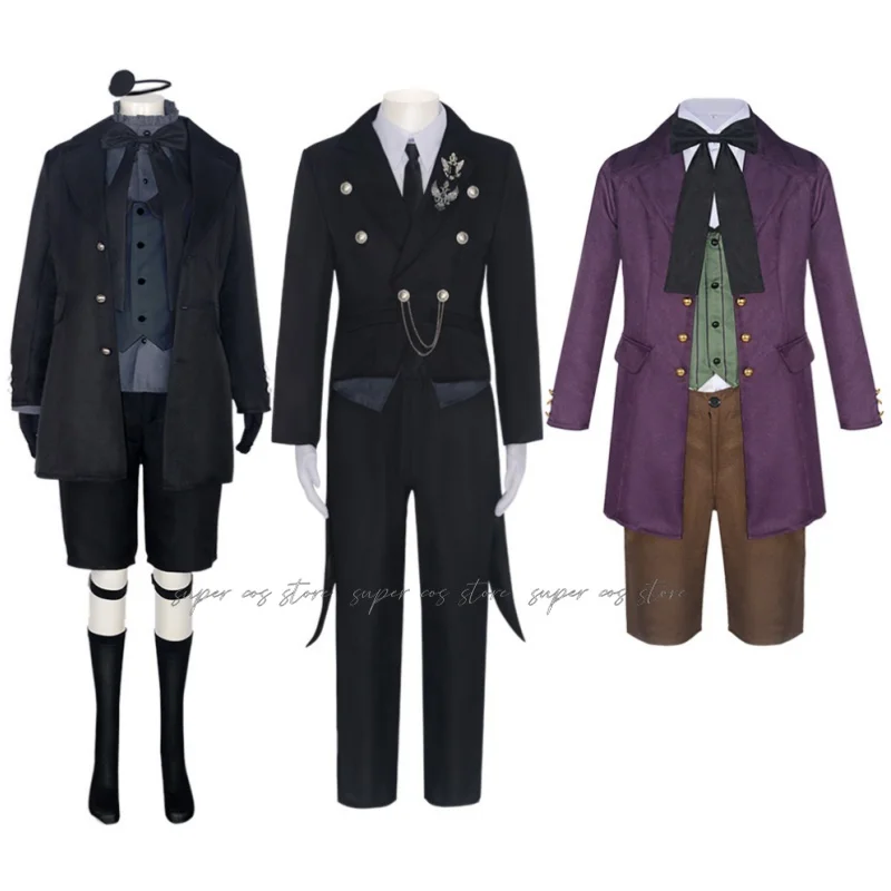 أنيمي الأسود بتلر ألويس ترانسي تأثيري حلي الشيطان موحدة هالوين الكبار رجل امرأة البدلة معطف السراويل قميص التعادل سترة #1