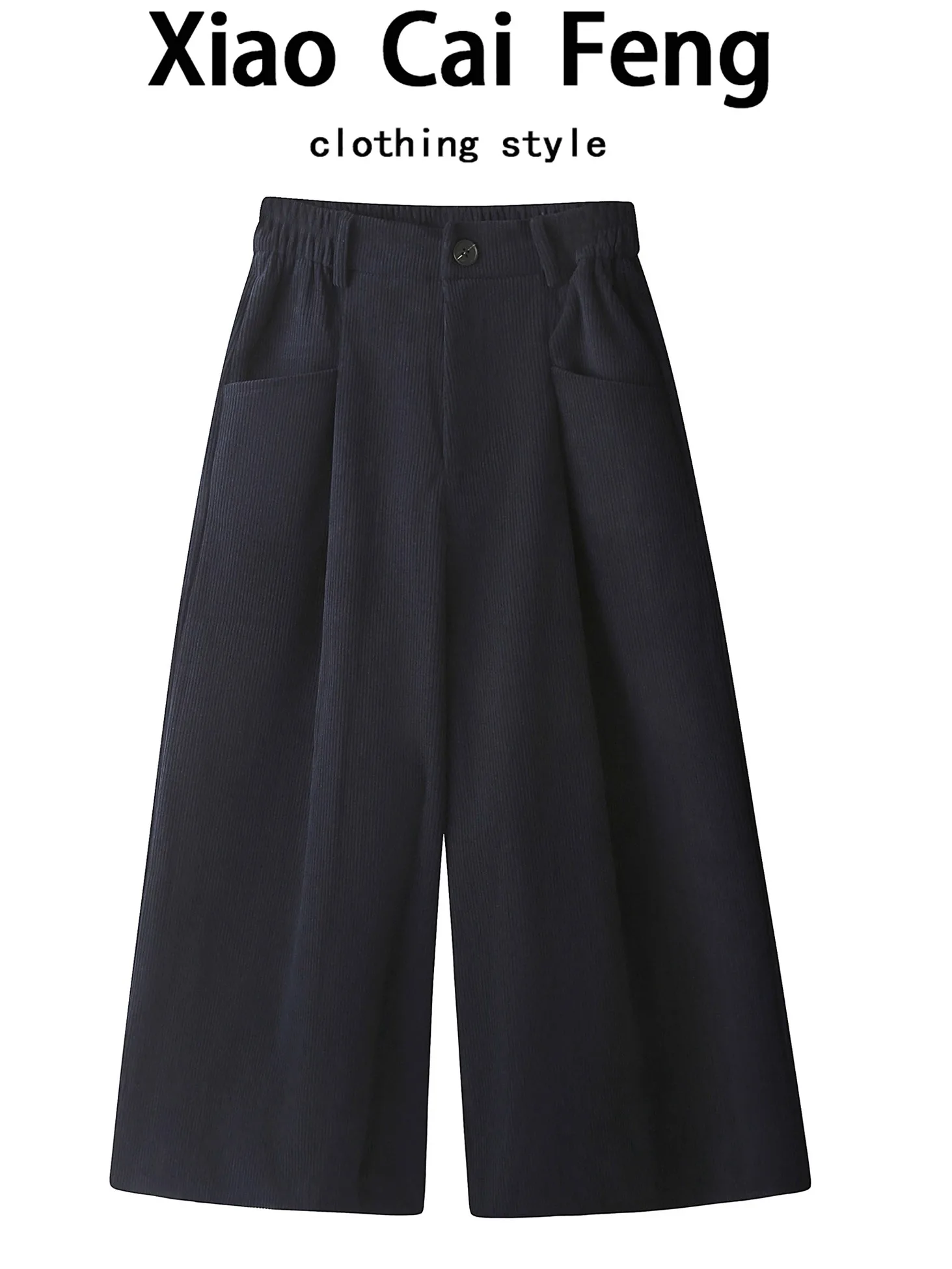 Taille haute pantalon à jambes larges femmes décontracté velours coupe ample automne hiver minceur drapé neuf points pantalons décontractés pantalon ample